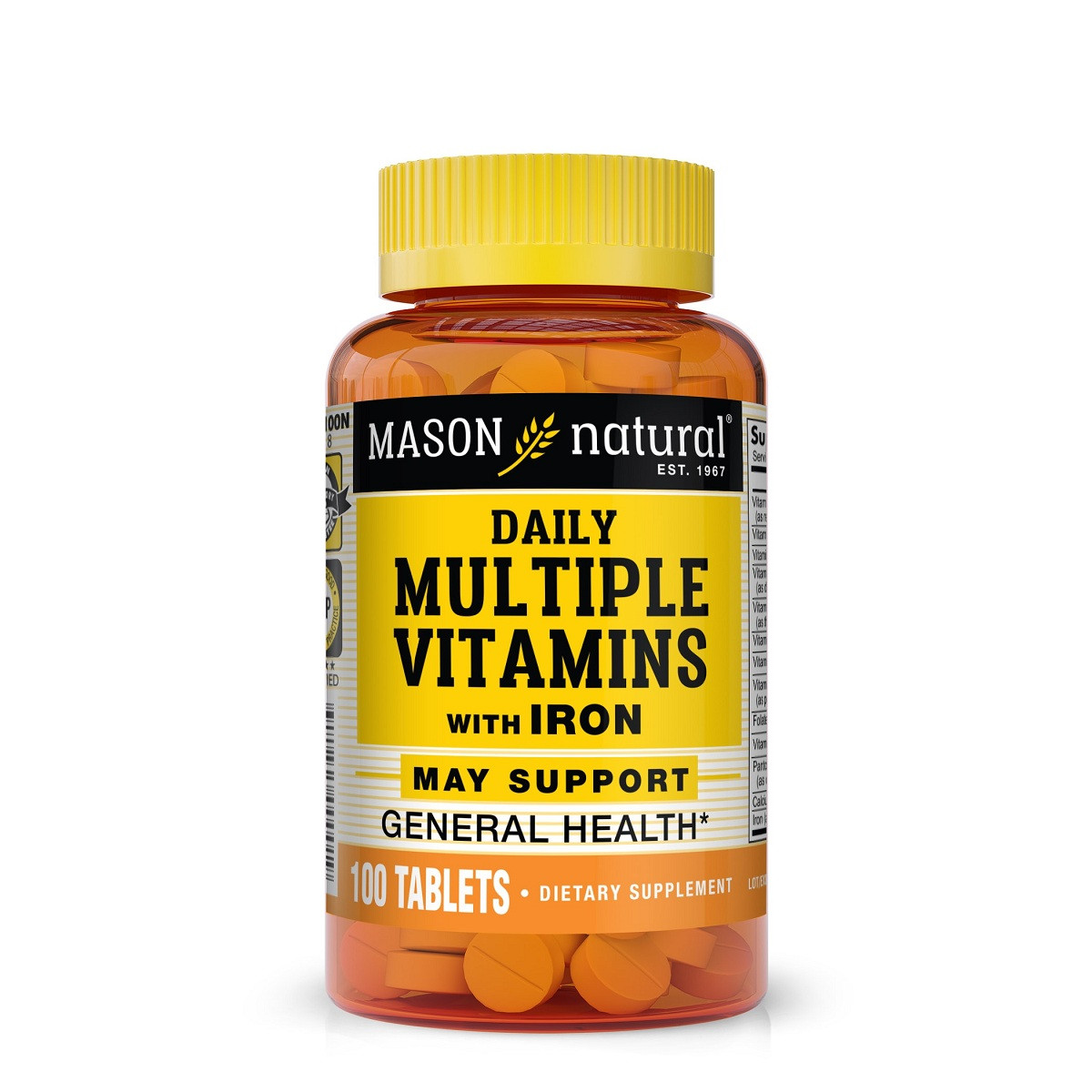 Мультивітаміни з залізом на кожен день, Daily Multiple Vitamins With Iron, Mason Natural, 100 таблеток