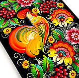 Дошка сувенірна Петриківський розпис із дерева ручної роботи ВАЛІЗА 20х34см малюнок ПІВНИК Україна, фото 3