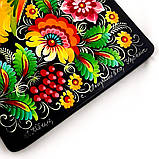 Дошка сувенірна Петриківський розпис із дерева ручної роботи ВАЛІЗА 20х34см малюнок ПІВНИК Україна, фото 4