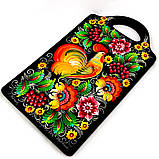 Дошка сувенірна Петриківський розпис із дерева ручної роботи ВАЛІЗА 20х34см малюнок ПІВНИК Україна, фото 5