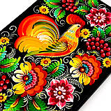 Дошка сувенірна Петриківський розпис із дерева ручної роботи ВАЛІЗА 20х34см малюнок ПІВНИК Україна, фото 7