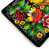 Дошка сувенірна Петриківський розпис із дерева ручної роботи ВАЛІЗА 20х34см малюнок ПІВНИК Україна, фото 8