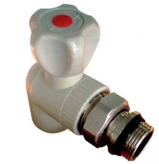 Кран радіаторний кутовий антипроточный 20*1/2і поліпропілен Hi-Therm