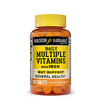 Мультивітаміни із залізом на кожен день, Daily Multiple Vitamins With Iron, Mason Natural, 100 таблеток