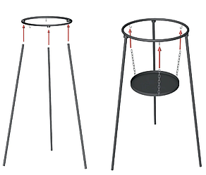 Підвіска для розведення вогню на високих цільних ніжках під сковороду з диска борони (40 см, 50 см, 60 см)