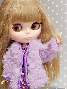 Лялька Блайз Blythe Тая з довгим русявим волоссям, 3D-очі 4 кольори + 10 пар пензлів, плаття, шуба, взуття
