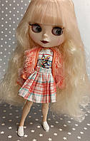 Кукла Блайз Blythe Кетрин с блондинка, 3D глаза 4 цвета + 10 пар кистей, костюм с шубой, обувь