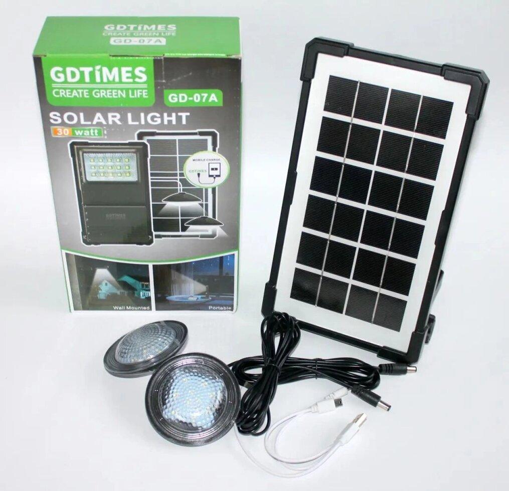 Ліхтар багатофункціональний Gdtimes Gd-07a сонячна зарядна станція, 2 лампочки, повербанк