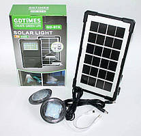 Ліхтар багатофункціональний Gdtimes Gd-07a сонячна зарядна станція, 2 лампочки, повербанк