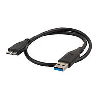 Кабель USB 3.0 - USB Micro-B, 1м, грубый, черный