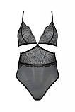 Боді Passion Amberly Body 6XL/7XL black, асиметричний крій, мереживний ліф, золота нитка SO7050, фото 3