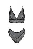 Комплект білизни Passion Amberly Set 4XL/5XL black, ліф, трусики бразиліана, люрексова нитка SO7055, фото 3