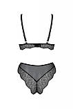 Комплект білизни Passion Amberly Set 4XL/5XL black, ліф, трусики бразиліана, люрексова нитка SO7055, фото 4