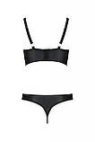 Комплект з екошкіри Passion Malwia Bikini 4XL/5XL black, з люверсами та ремінцями, бра, трусики SO7096, фото 4