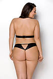 Комплект із екошкіри Passion Malwia Set with Open Bra 4XL/5XL black, топ та трусики з люверсами SO7100, фото 2