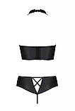 Комплект з екошкіри Passion Nancy Bikini 4XL/5XL black, бра та трусики з імітацією шнурівки SO7102, фото 4