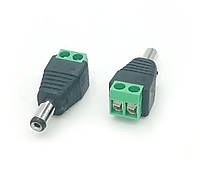 Роз'єм для підключення живлення DC-M (D 5,5x2,5мм) з клемами під кабель (Black Plug)