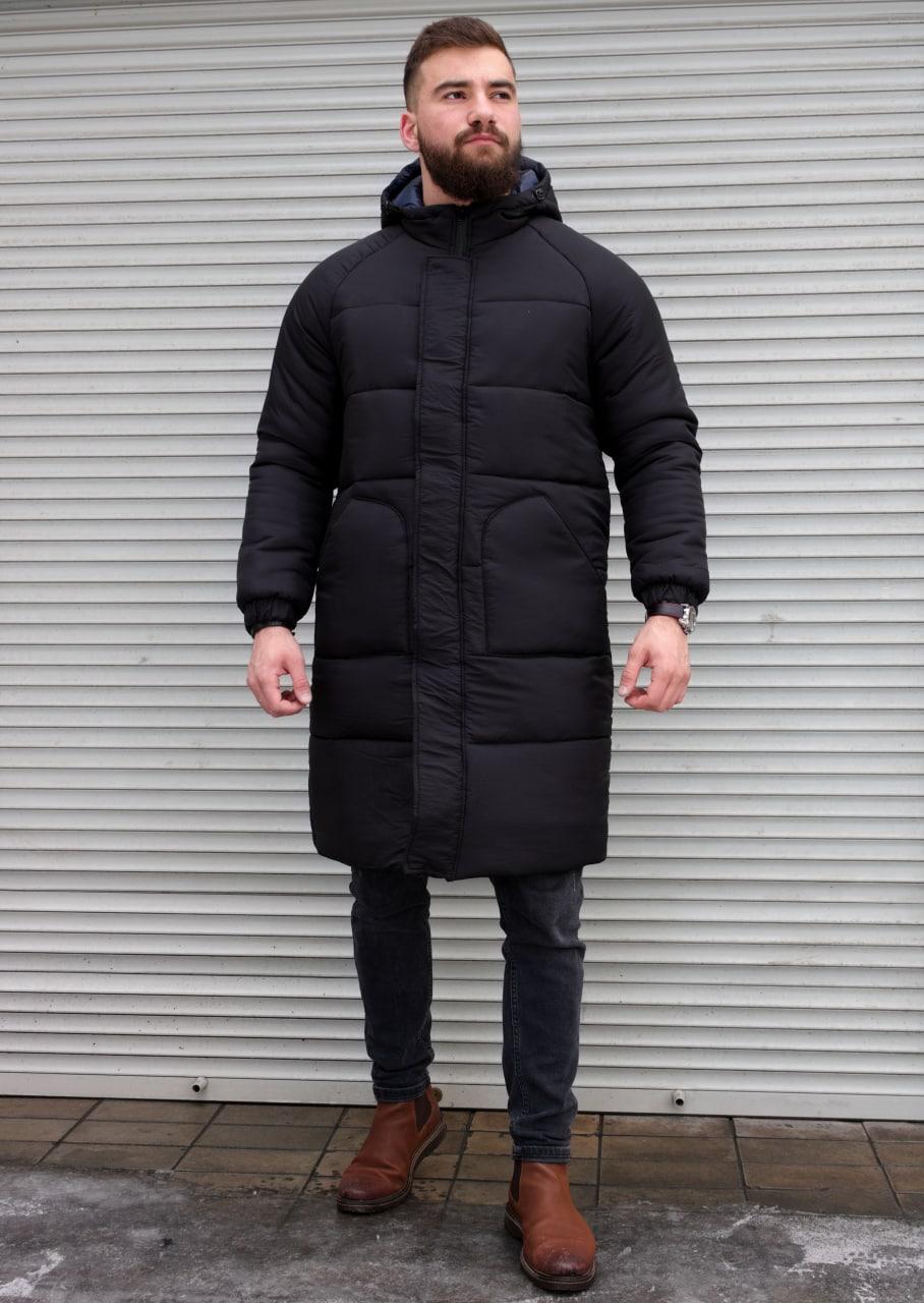 Куртка мужская зимняя черная длинная ZOS | Куртка мужская черная Зост ЛЮКС качества - фото 1 - id-p1746799585