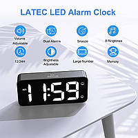 Цифровой будильник LATEC с большим светодиодным индикатором температуры, настольные часы с 13 музыкальными,