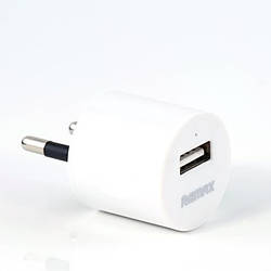 Мережевий зарядний пристрій з євровилкою U1 Drum RMT-5288 1.0 A 1*USB 220V white Remax 340401