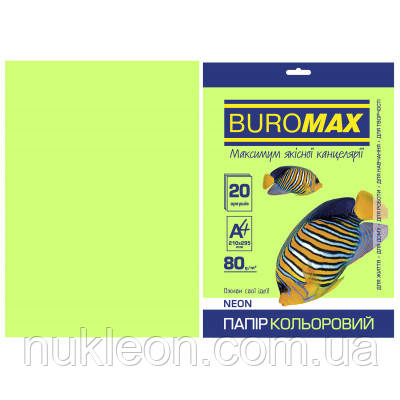 Популярний! Папір Buromax А4, 80g, NEON green, 20sh (BM.2721520-04) - Краща якість тільки на Nukleon.com.ua