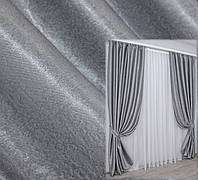 Комплект (2шт. 1м.х2,75м.) готовых штор из ткани блэкаут "Софт". Цвет серый. Код 157ш 31-081