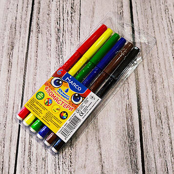 Фломастери "Marco" №1690/6, 6 кольорів, набір фломастерів для малювання на водній основі.