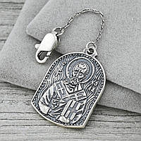 Серебряная иконка с чернением Святой Николай Молитва водителя П9047ч размер 35х25 мм вес 9.26 г
