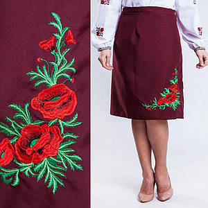 Спідниця-плахта батал бордова вишивка Соломія XXL