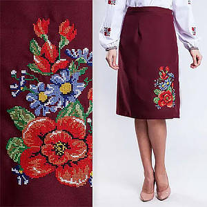 Спідниця на запах плахта бордова Мальва 65см