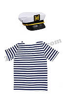 Комплект тельняшка и шапка Моряка детский 152