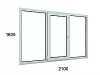 Окно металлопластиковое KOMMERLING 70ST plus 70mm трехстворчатое поворотно-откидное (фурнитура AXOR) 2100х1600