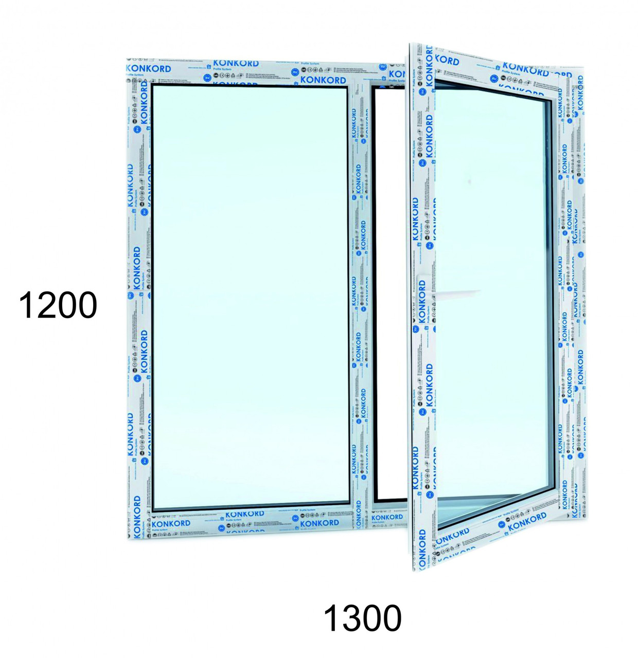 Купить Окно металлопластиковое KONKORD CLASSIC 60 mm двухстворчатое ...