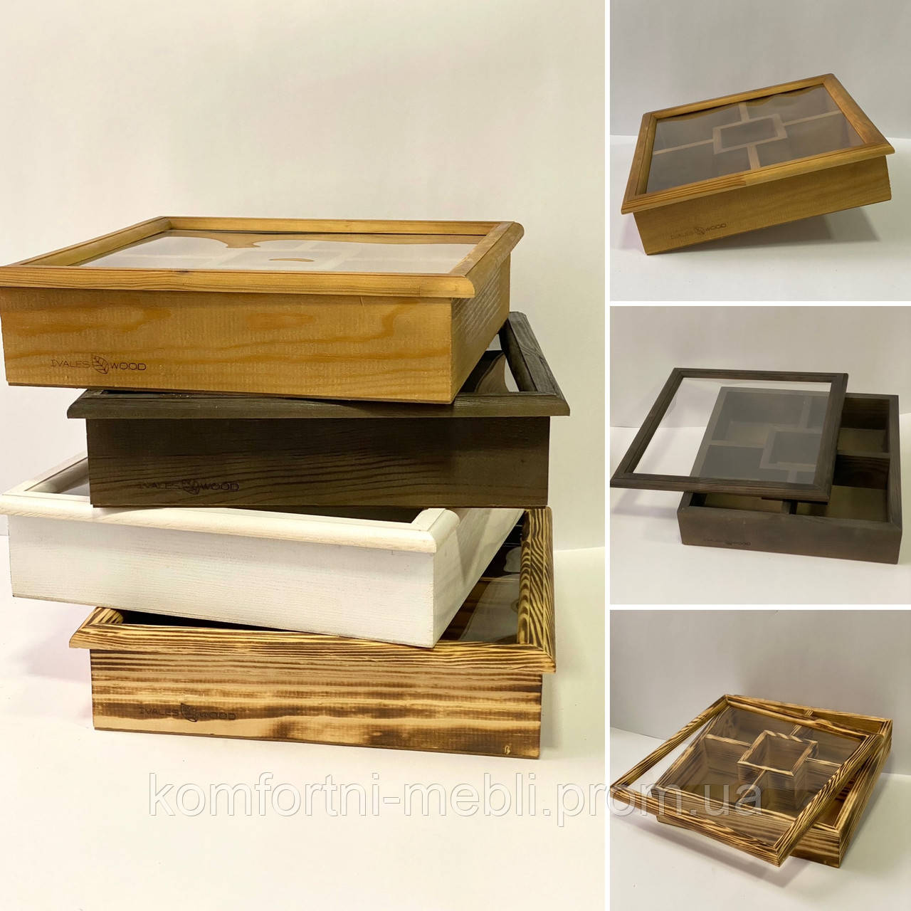 Деревянный Бокс "Двойной Квадрат" с Крышкой 32х32х6 См — Купить ...