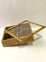 Дерев'яний бокс "Подвійний квадрат" з кришкою 32х32х6 см, фото 2
