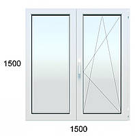 Окно металлопластиковое KOMMERLING 70ST plus 70mm двухстворчатое поворотно-откидное (фурнитура AXOR) 1500х1500