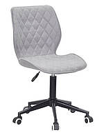 Стілець Toni BK Modern Office світло-сірий SH-3 шеніл на чорній хрестовині з коліщатками, фото 2