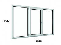 Окно металлопластиковое KOMMERLING 70ST plus 70mm трехстворчатое поворотно-откидное (фурнитура AXOR) 2040х1420