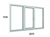 Окно металлопластиковое KONKORD CLASSIC 60 mm трехстворчатое поворотно-откидное (фурнитура AXOR) 2070х1340 мм