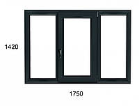 Окно металлопластиковое KOMMERLING 70ST plus 70mm трехстворчатое поворотно-откидное (фурнитура AXOR) 1750х1420