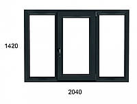 Окно металлопластиковое KOMMERLING 70ST plus 70mm трехстворчатое поворотно-откидное (фурнитура AXOR) 2040х1420