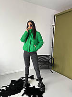 Женская стеганая демисезонная короткая куртка, цвет зеленый, серый, бежевый, сиреневый, черный 42/44