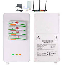 Джерело безперебійного живлення BBU15-DT, 12В + 4 акумулятори АА (2000 mah) / Безперебійник на акумуляторах / Міні упс
