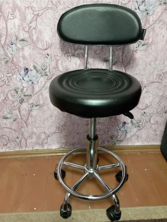 Барний стілець для барної стійки з спинкою круглий на кухню крісло барне високе Hoker екошкіра Bonro B-494 чорний