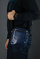 Кожаная мужская сумка Ричард, натуральная кожа, итальянский краст, цвет Синий