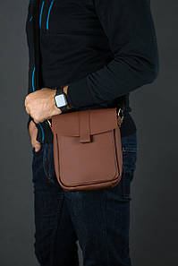 Шкіряна чоловіча сумка Вільям, натуральна шкіра Grand колір коричневый, відтінок Віски