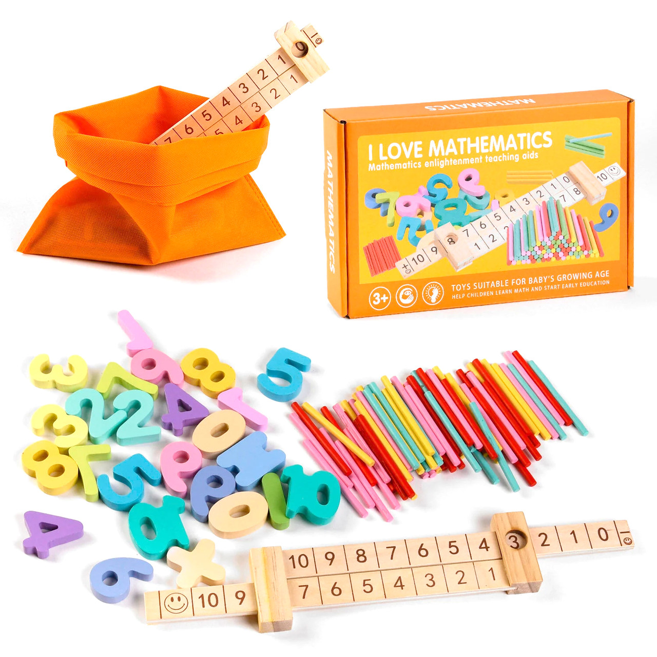 Купить Деревянная математика (125 элементов, арифметическая линейка ...