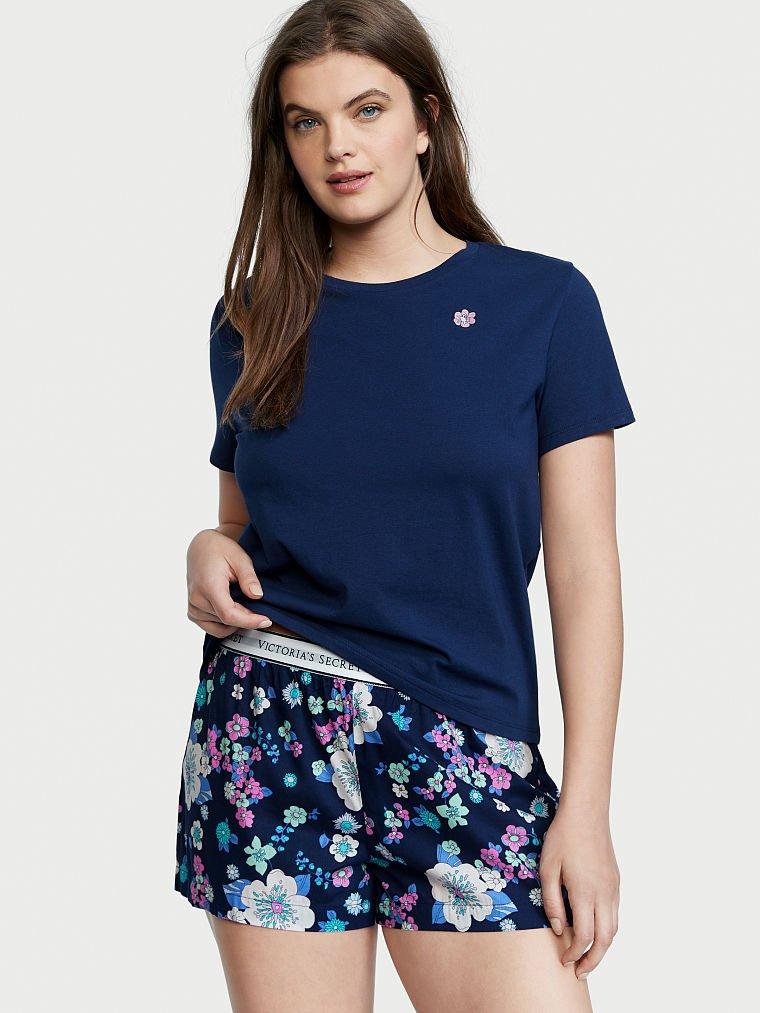 Піжама Victoria's Secret Cotton Sleep Shirt Boxer Short Set Blue