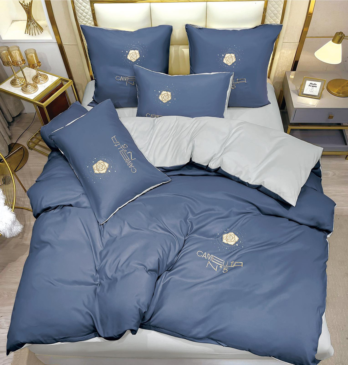Сатинова постільна білизна євро розмір Crown Luxory home collections Шанель
