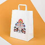 Крафт пакет яскравих кольорів 320*150*380 Великий Пакет подарунковий з малюнком "Співають Індики", фото 2